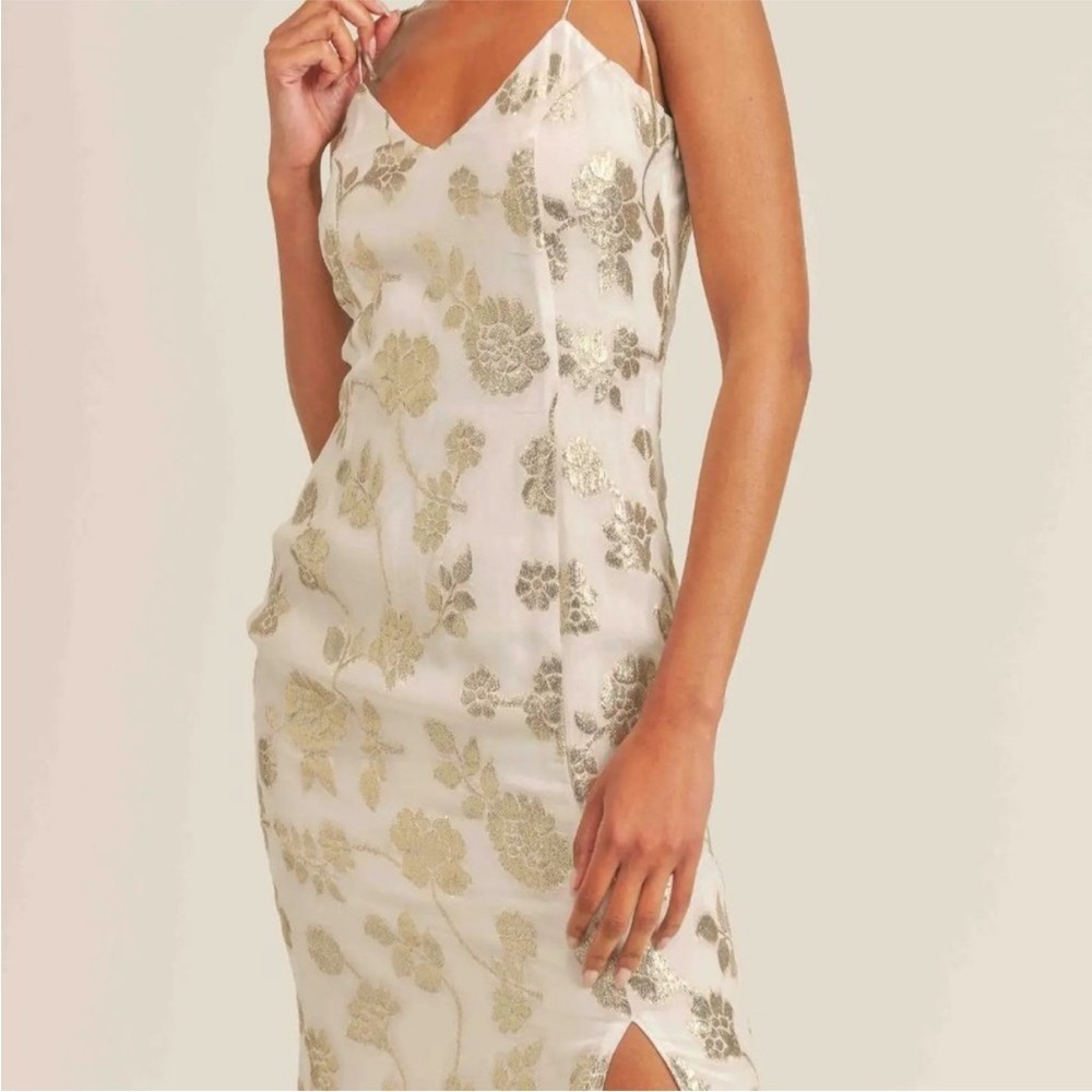 Sage The Label Afterglow Lurex Metallic Midi Dress in White Champagne Small - Picture 5 of 15